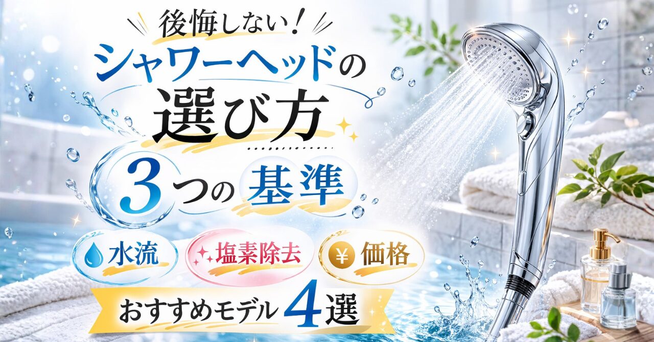 ReFaシャワーヘッドの選び方を解説する記事サムネイル。後悔しないための3つの基準とおすすめモデル4選を紹介したブログ画像